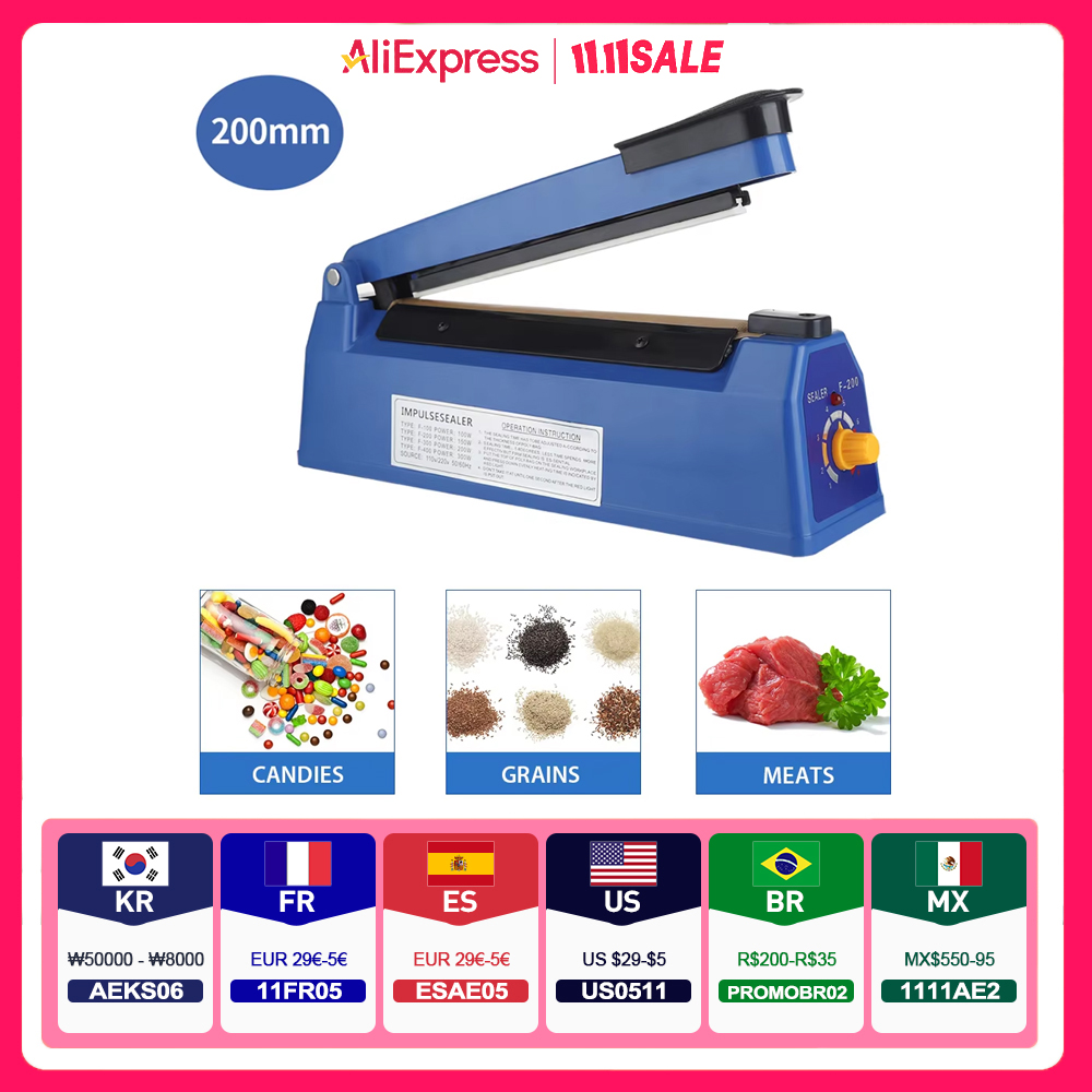 Plastic Bag Impulse Heat Sealer - Máquina selladora térmica Manual de sellador