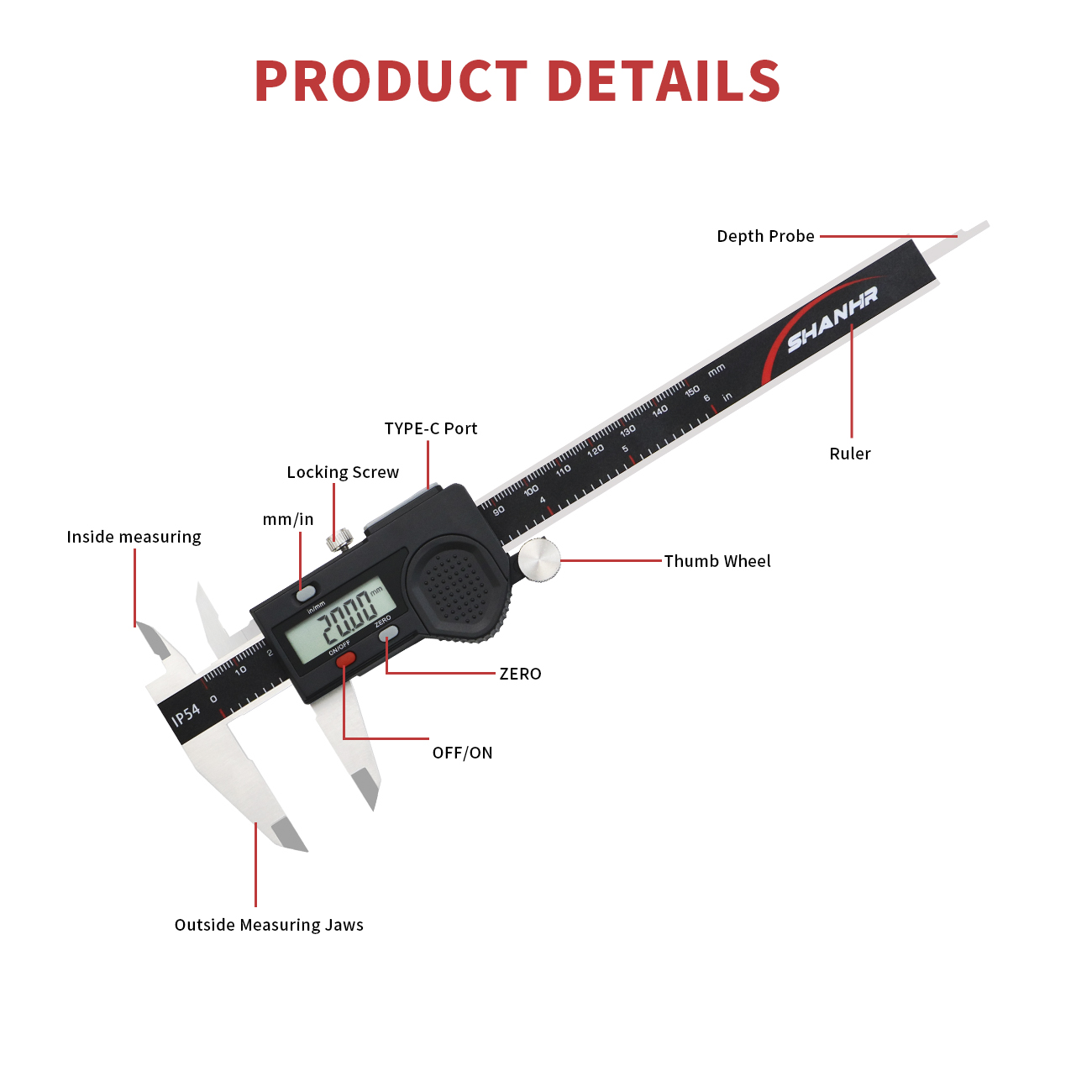 Calibrador Digital SHANHR IP54 - Digital Caliper 150Mm Stainless Steel reseña y precio