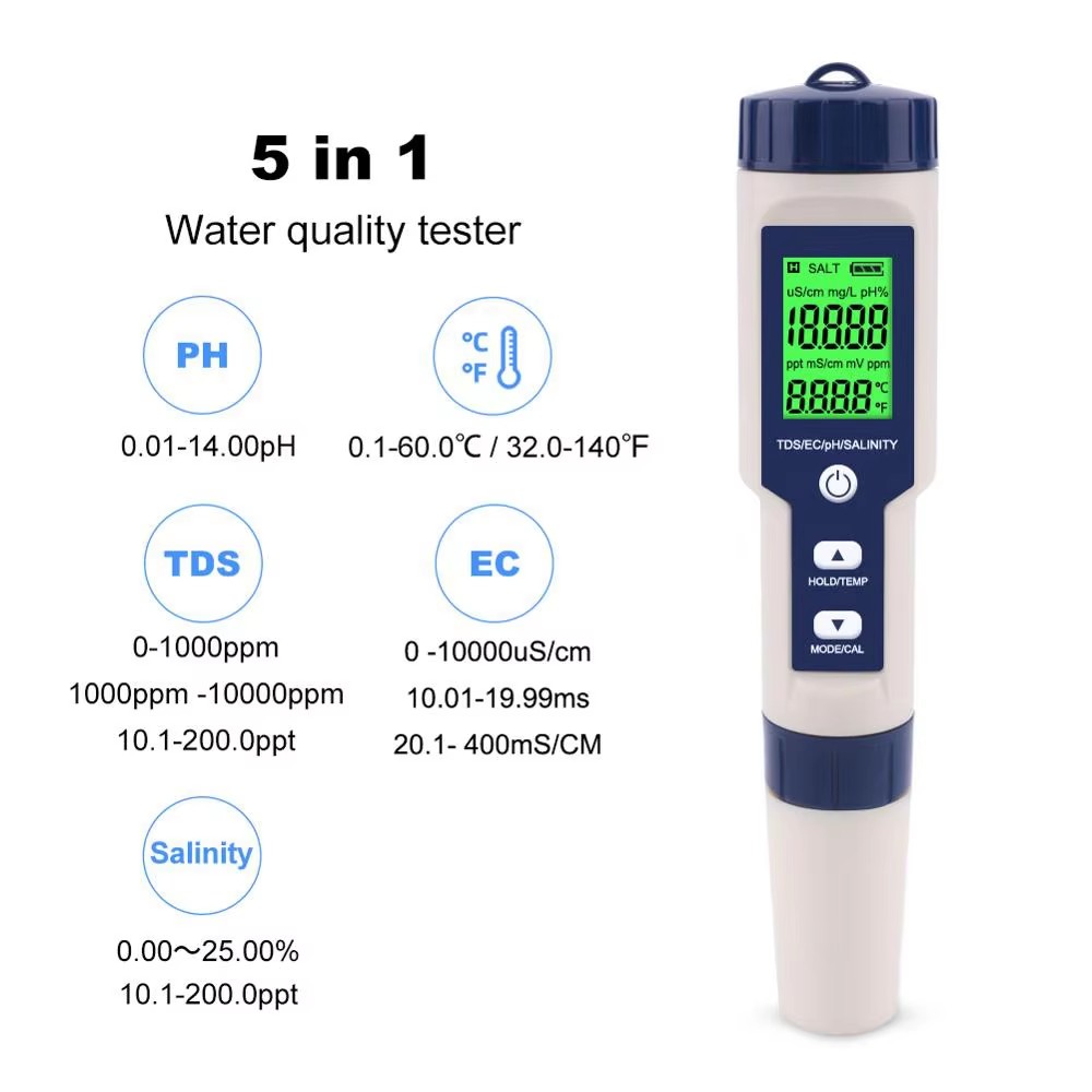 Medidor digital 5 en 1 de PH,  - Ph Meter Digital Water Tester reseña y precio